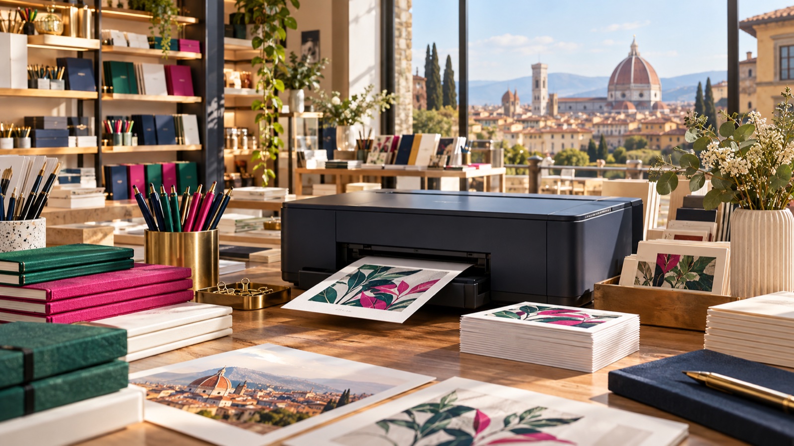Immagine illustrativa: cartoleria e stampa a Firenze, con il Duomo sullo sfondo