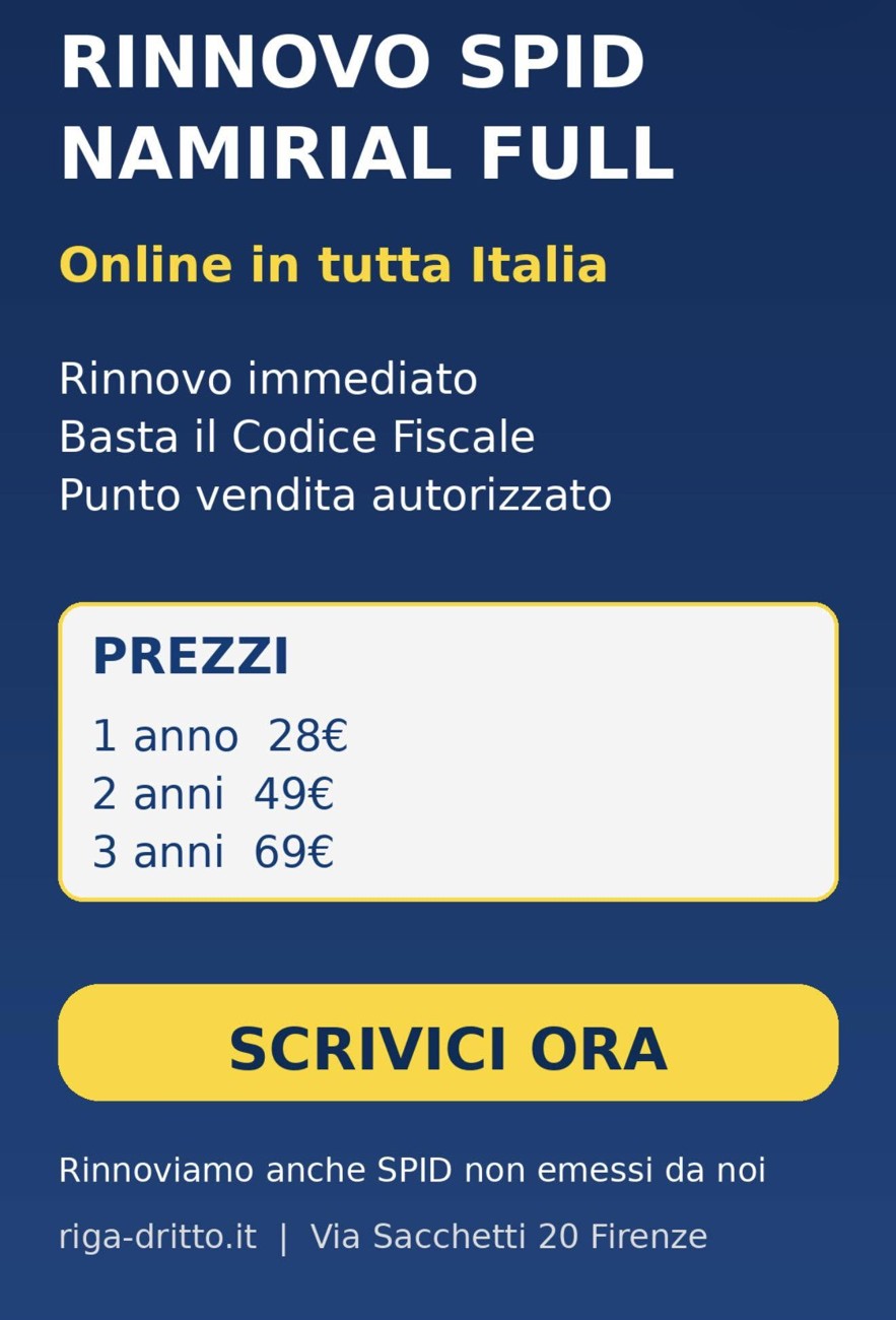 Servizio rinnovo SPID Riga Dritto